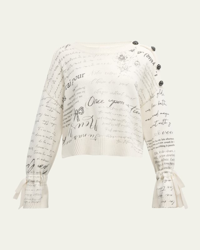 Printed Love Notes Tasha Pullover Sweater